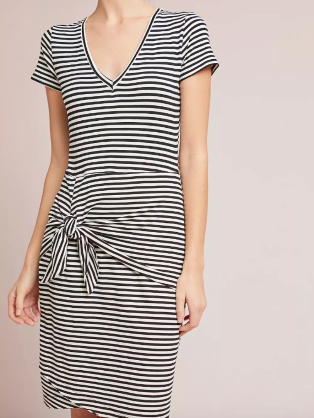 DOLAN - Navy Blue / White Striped Malta Tie-Waist Dress - Sz XL